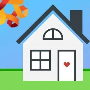 Image of a house with heart on door